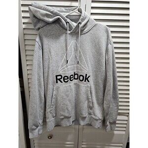 Reebok Size Medium Mens Fleece Hoodie Sweatshirt Long Sleeve Gray Grey